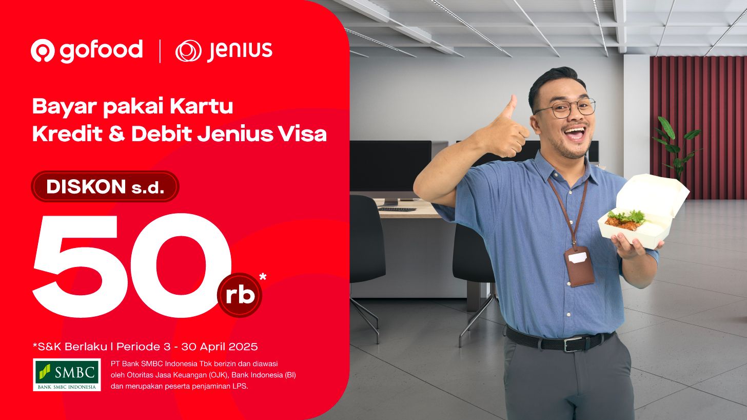 Promo GoFood: Jajan Makan & Minuman Hemat, Bayarnya Pakai Kartu Kredit & Kartu Debit Jenius Visa