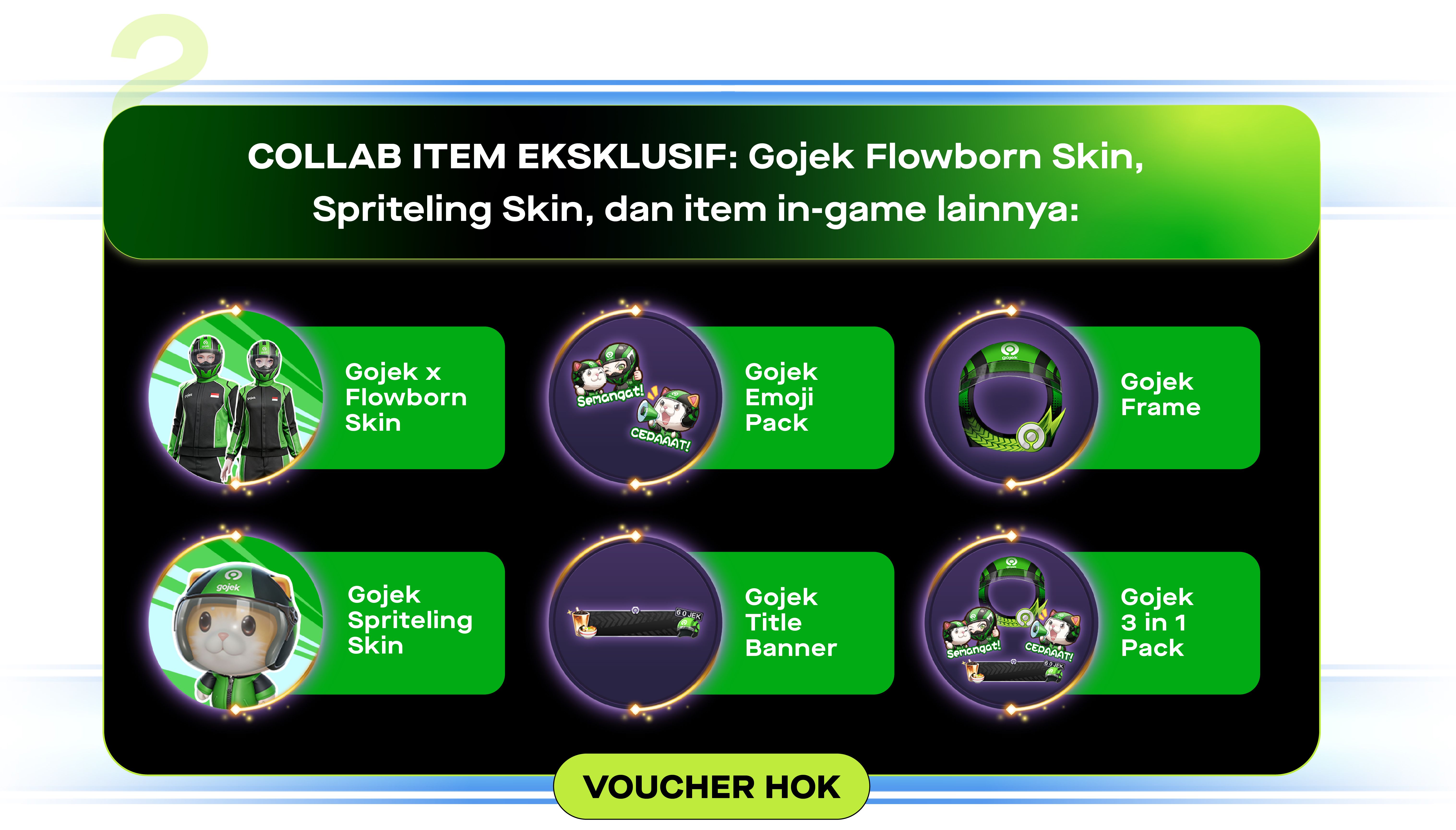 Item Eksklusif Gojek x Honor of Kings:  Gojek Flowborn Skin, Spriteling Skin, dan in-game item lainnya:
