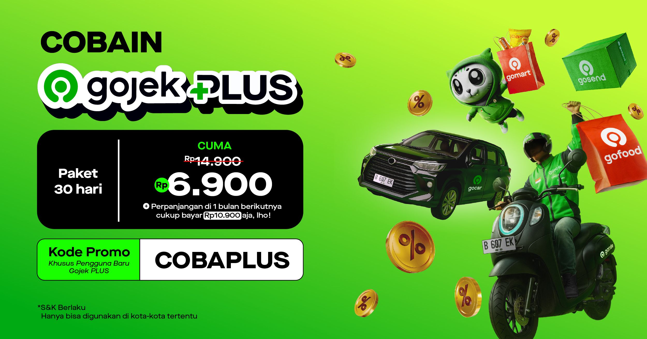Cobain Gojek PLUS sekarang, nikmatin diskon terus-terusan di Gojek!