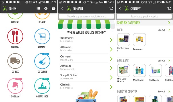 screenshot layanan go-mart dari go-jek